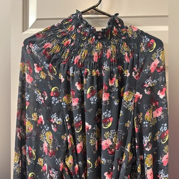 Cinq a Sept Floral Long Sleeve Dress with Ruffle Details - Picture 3 of 4